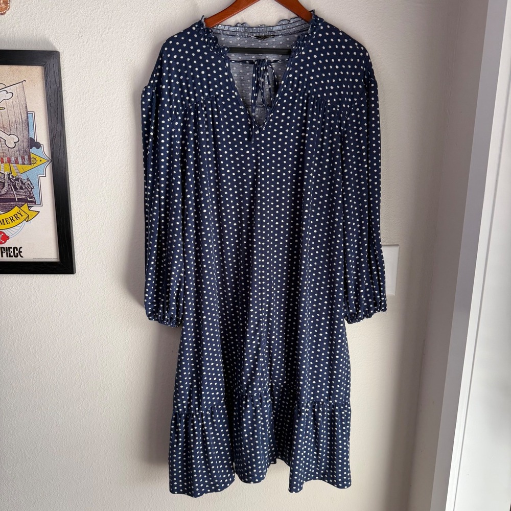 Suzanne Betro Polka Dot‎ Peasant Dress Ruffle Flowy Plus Size 4X Boho Minimalist